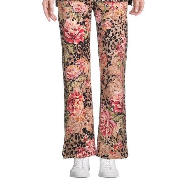 JOHNNY WAS Los Angeles Vintage Rose/Leopard Elastic Waist Sweatpants Size Small - Picture 1 of 13